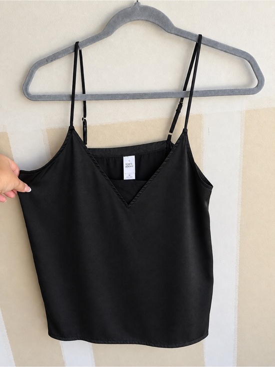 stars above Tops - stars above Black Satin V-Neck Spaghetti Strap Cami